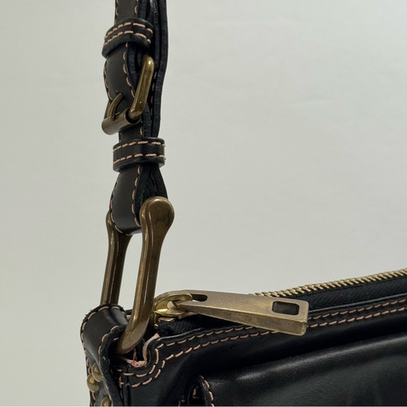 Marc Jacobs Y2K Black Leather Double Turnlock Shoulder Bag Pink Suede Lining - Picture 6 of 15